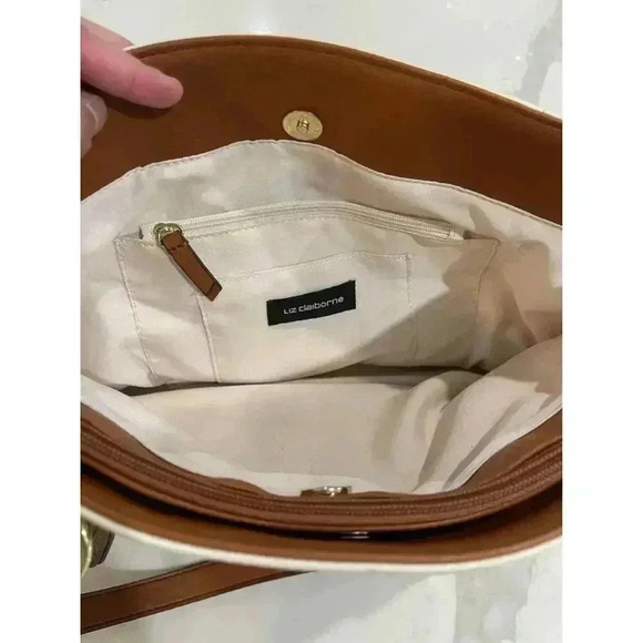 Liz Claiborne Shoulder Bag - Hang Bag - Purse - Beige and Brown - Picture 8 of 9